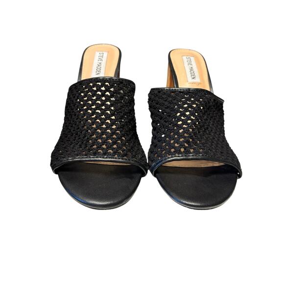 Steve Madden Cataleya Block Heel Sandal Size 10 Black Slip On High Heel Dressy - Picture 1 of 7